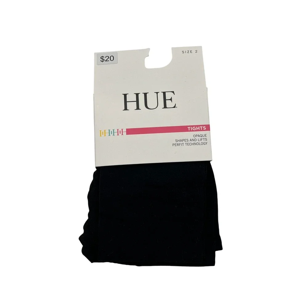 HUE Tights Womens Size 2 Black Opaque Shaper Tights 9081 Non-Control Top Perfit